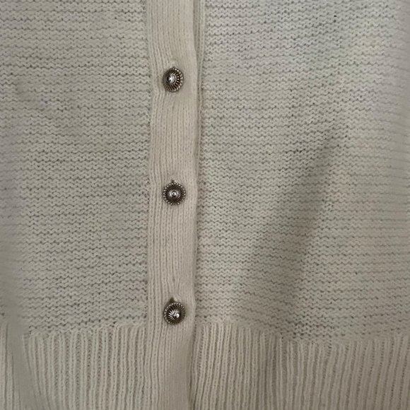 Anthropologie Epoca Cardigan Cropped Ivory Button Front Sweater XSP & MP Petite - Picture 9 of 13
